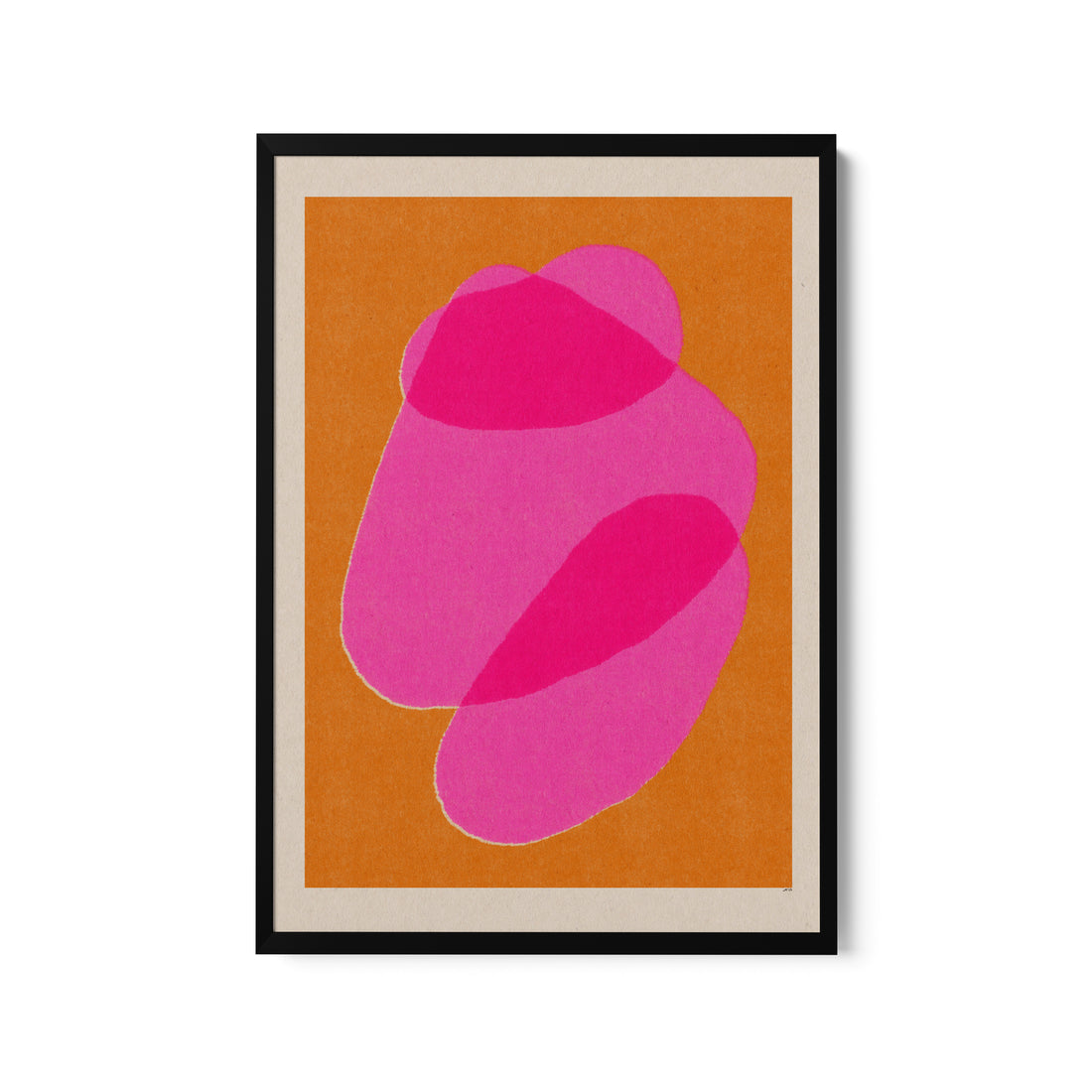 a picture of a pink object on an orange background