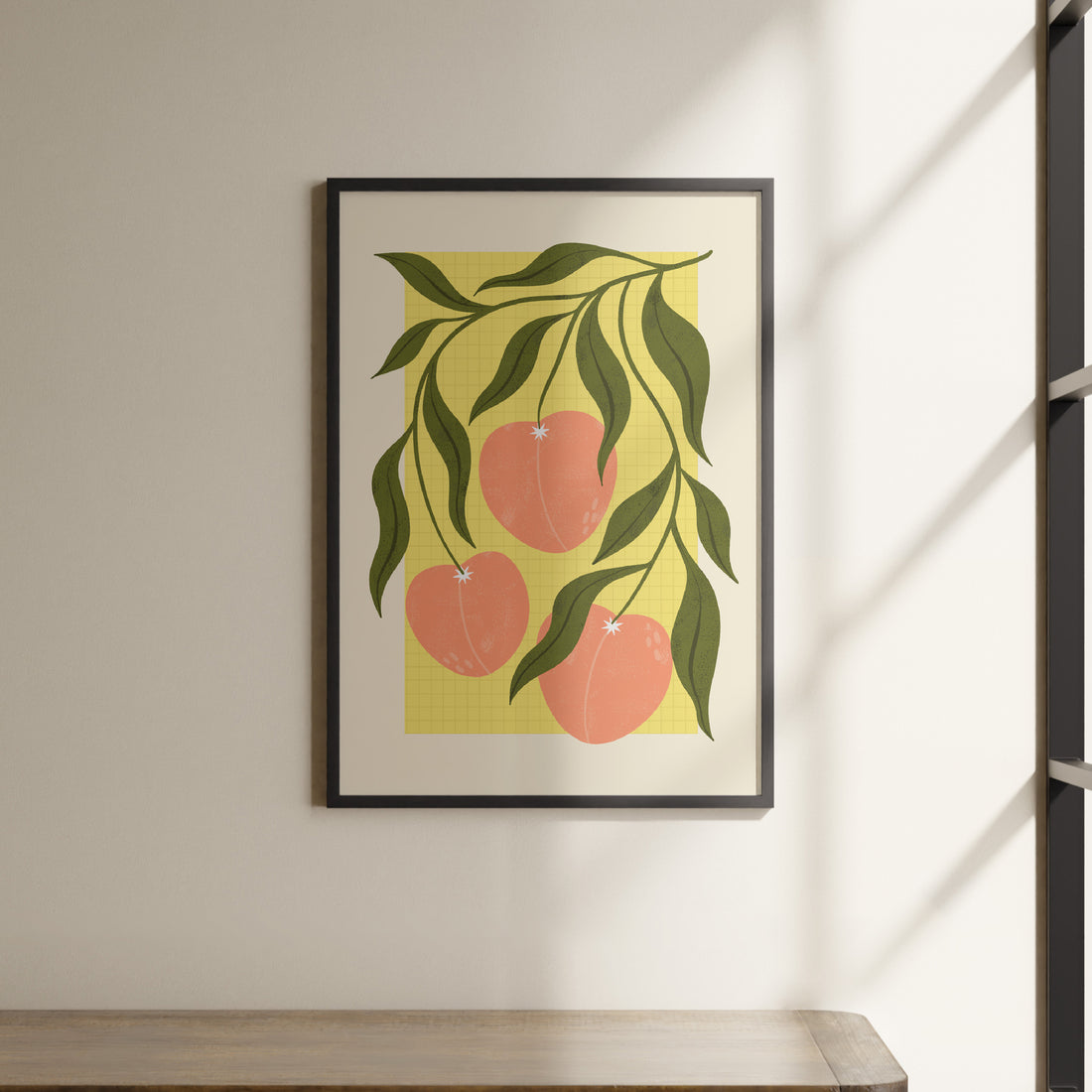 a picture of some fruit hanging on a wall