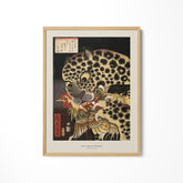 a painting of a leopard and a bird on a white wall