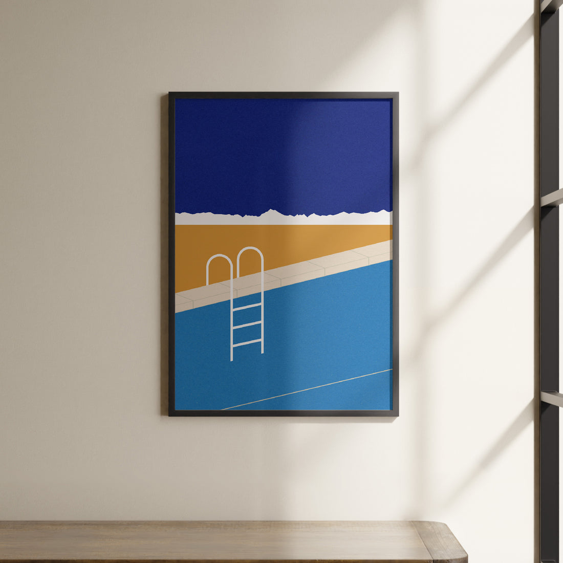 a picture of a ladder hanging on a wall