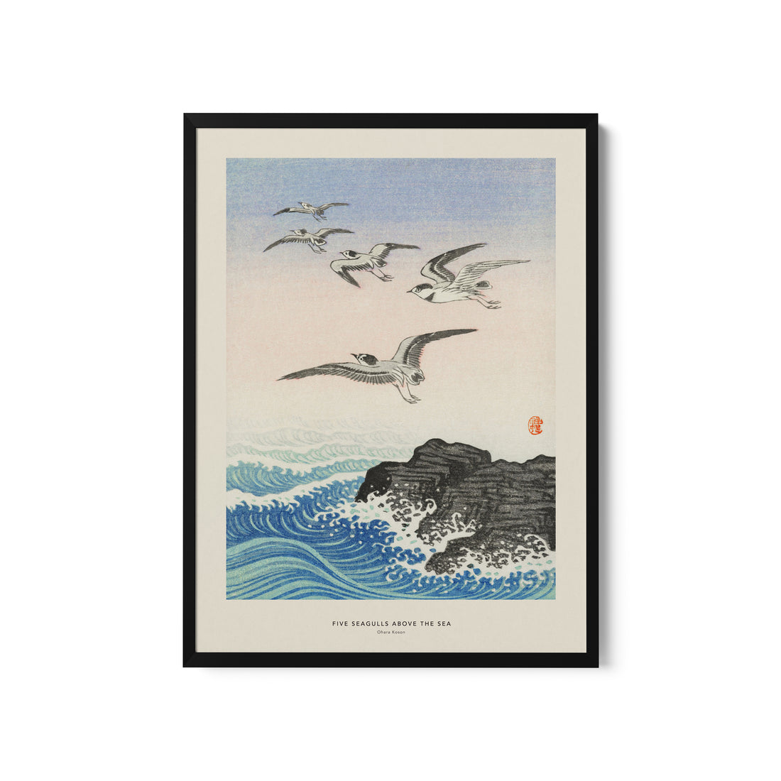 a painting of birds flying over a body of water