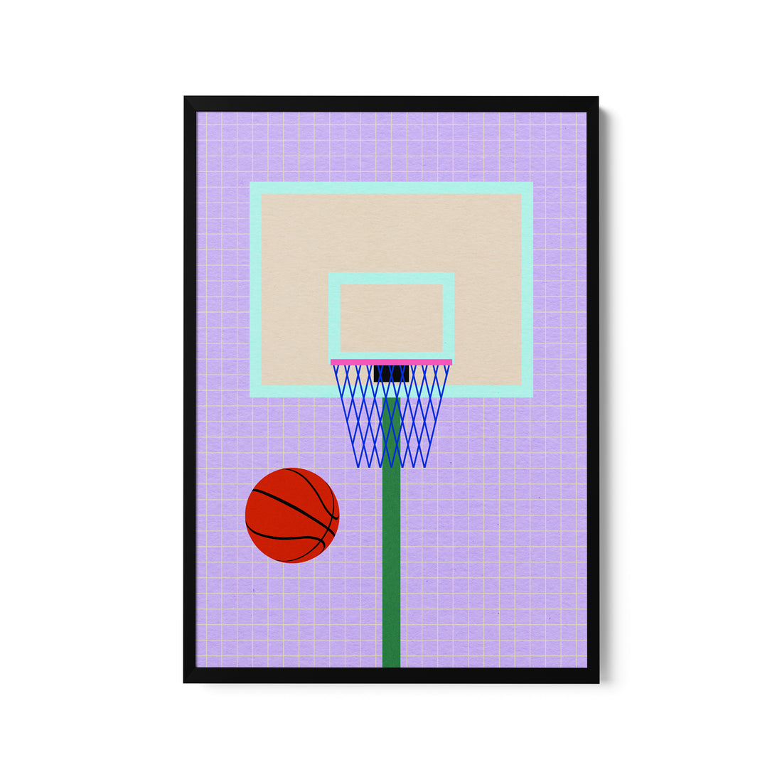 a picture of a basketball going through a hoop