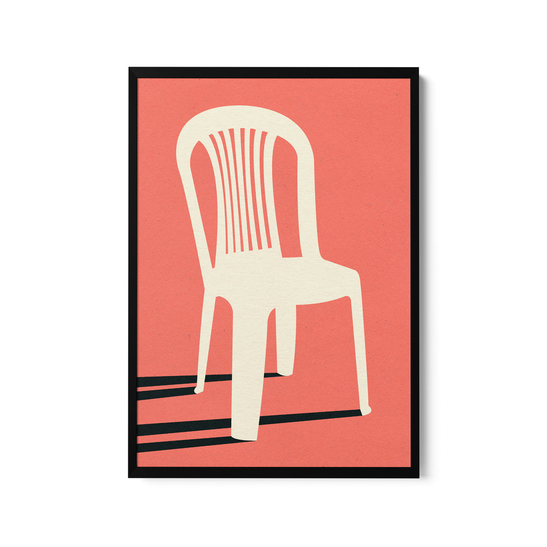 a picture of a white chair on a pink background