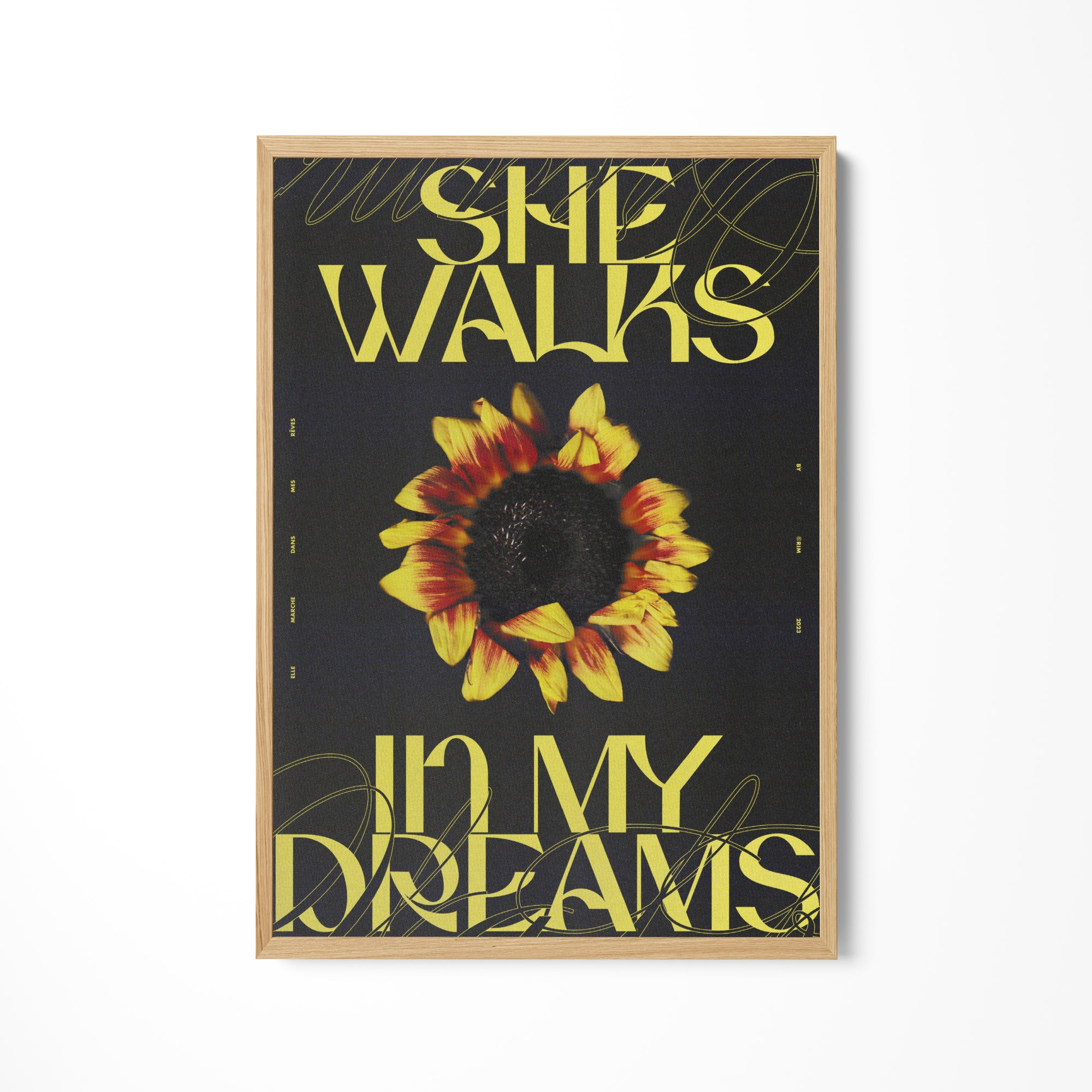 a picture of a sunflower with the words she walks it&