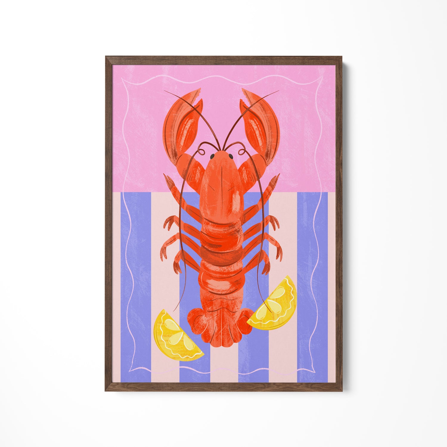 a painting of a lobster on a wall