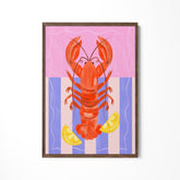 a painting of a lobster on a wall