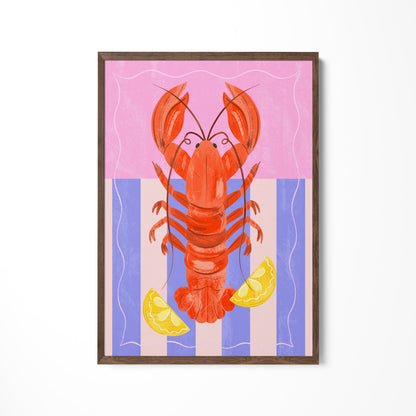 a painting of a lobster on a wall