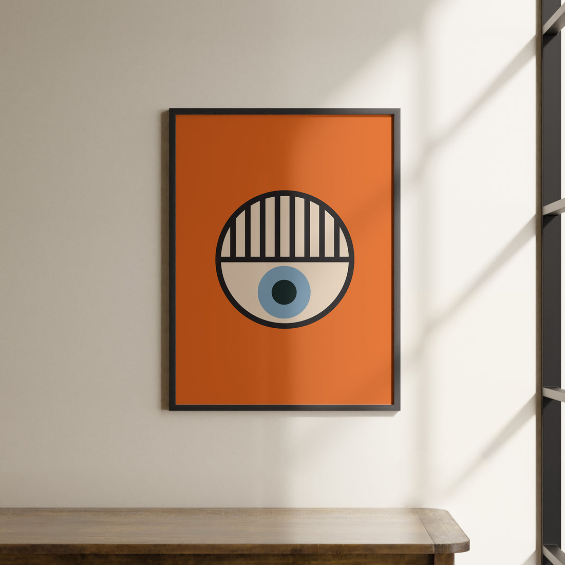 a picture of an eye on a wall