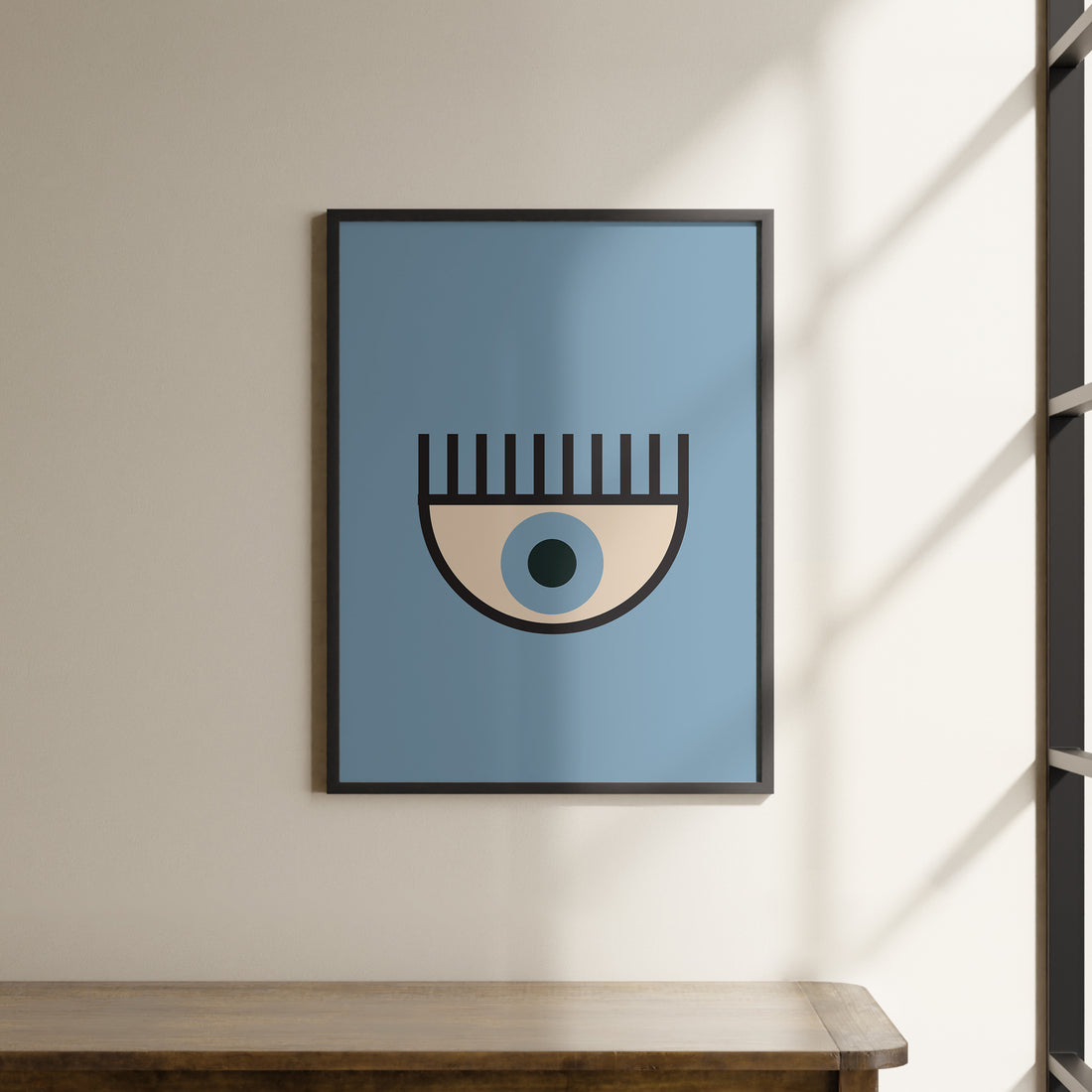 a picture of an eye on a wall