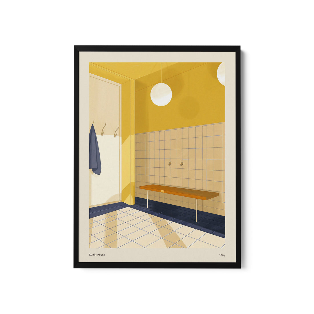 a picture of a bathroom with yellow walls