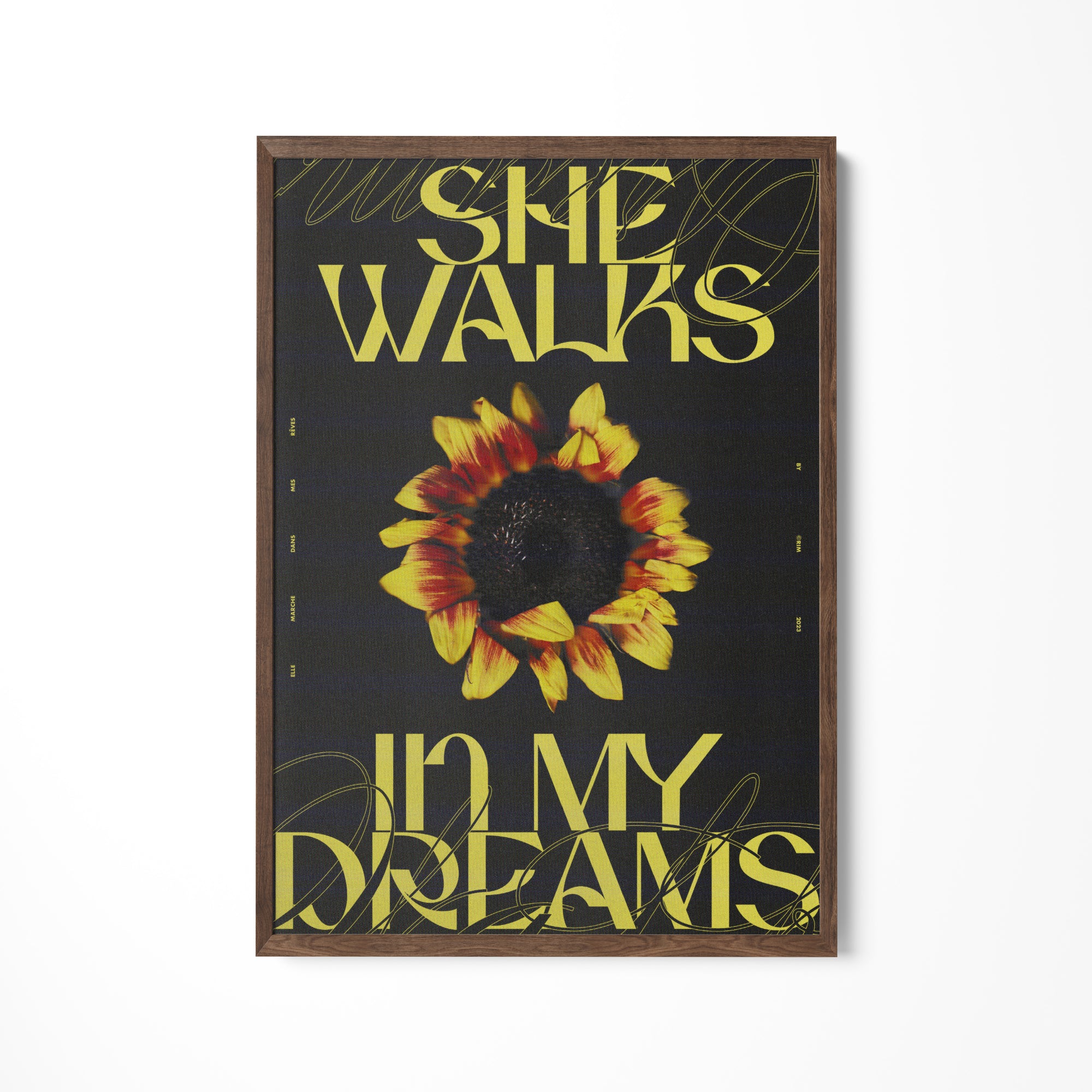 a picture of a sunflower with the words she walks it&