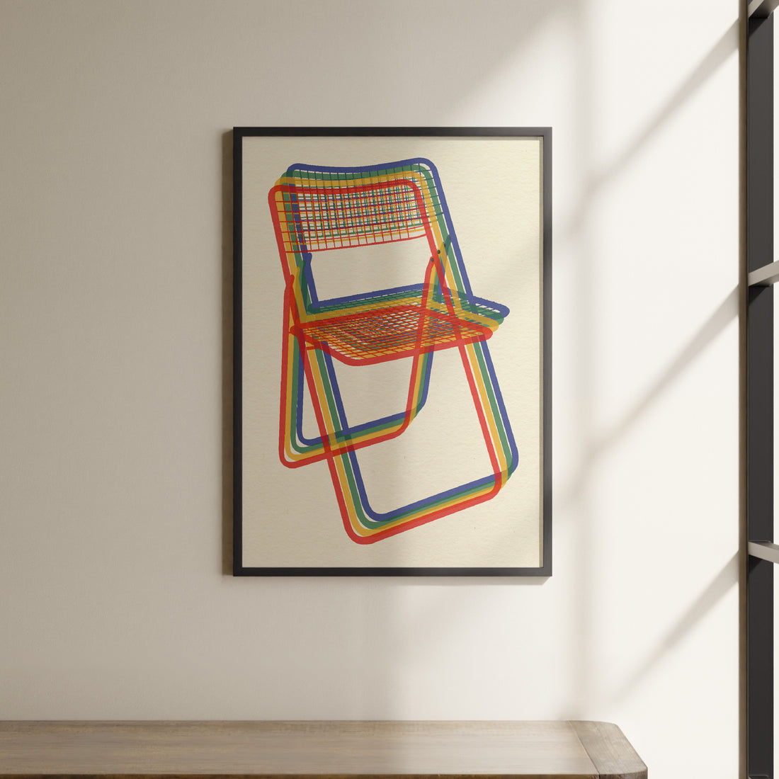 a picture of a chair hanging on a wall