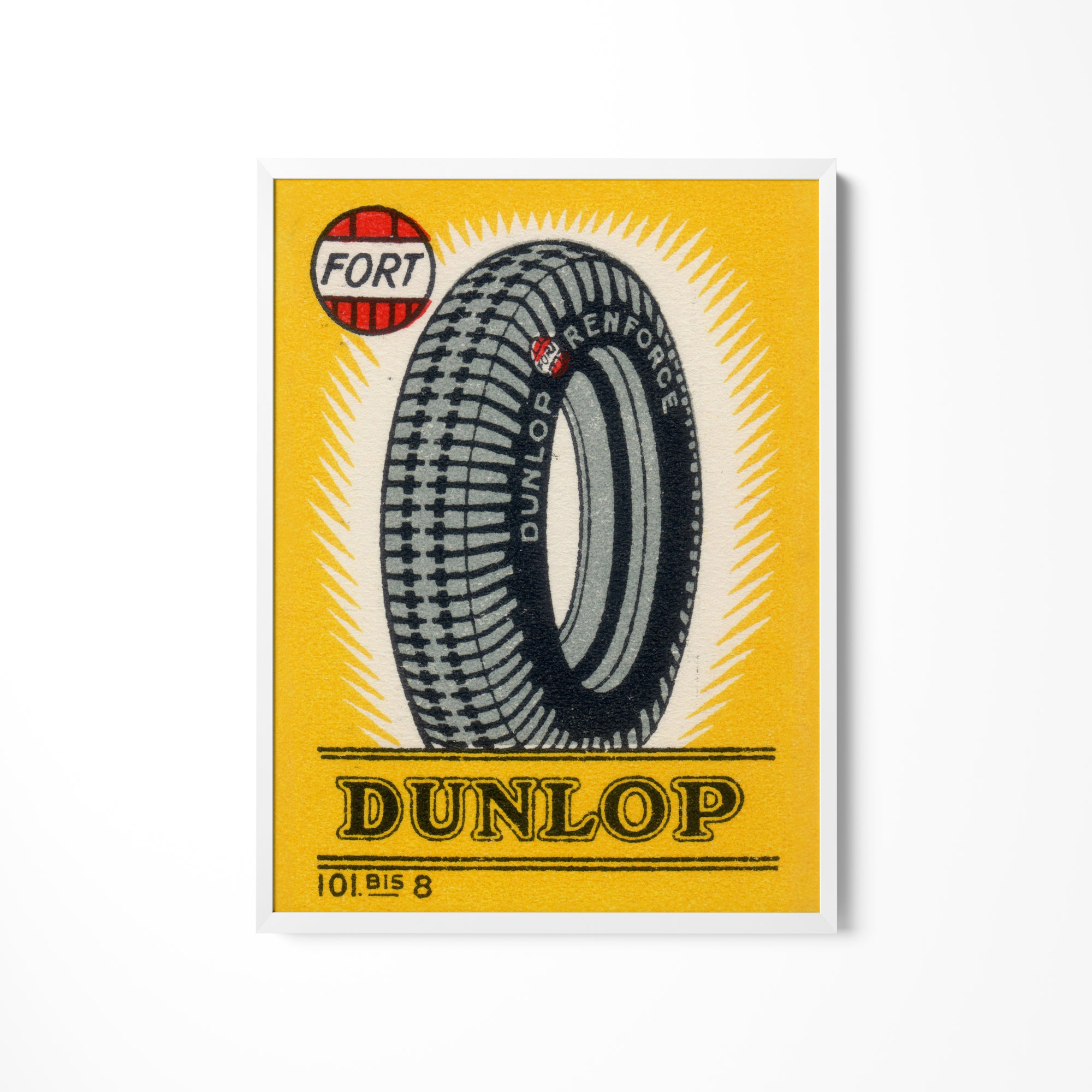 a sticker of a tire on a white wall