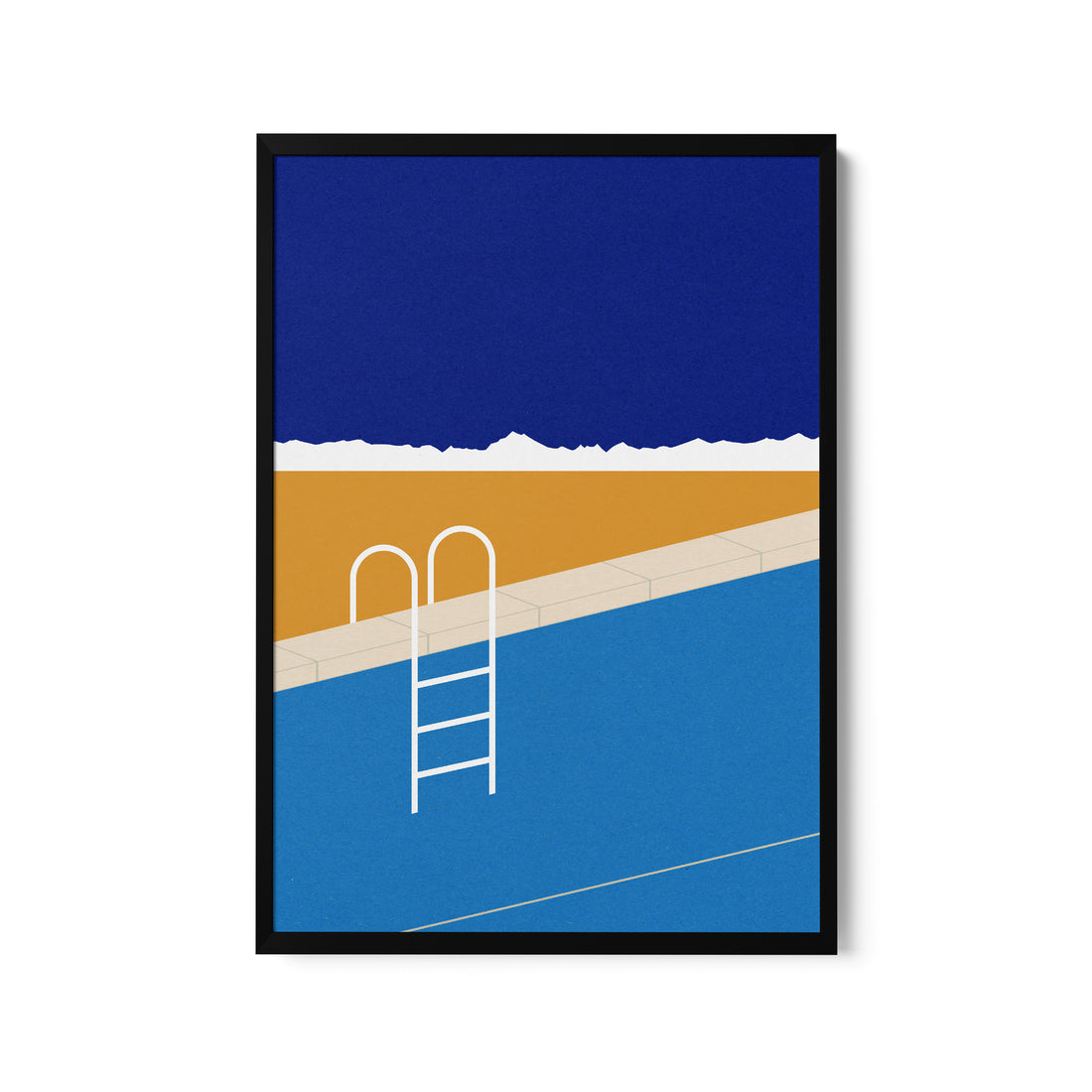 a poster of a ladder on a beach