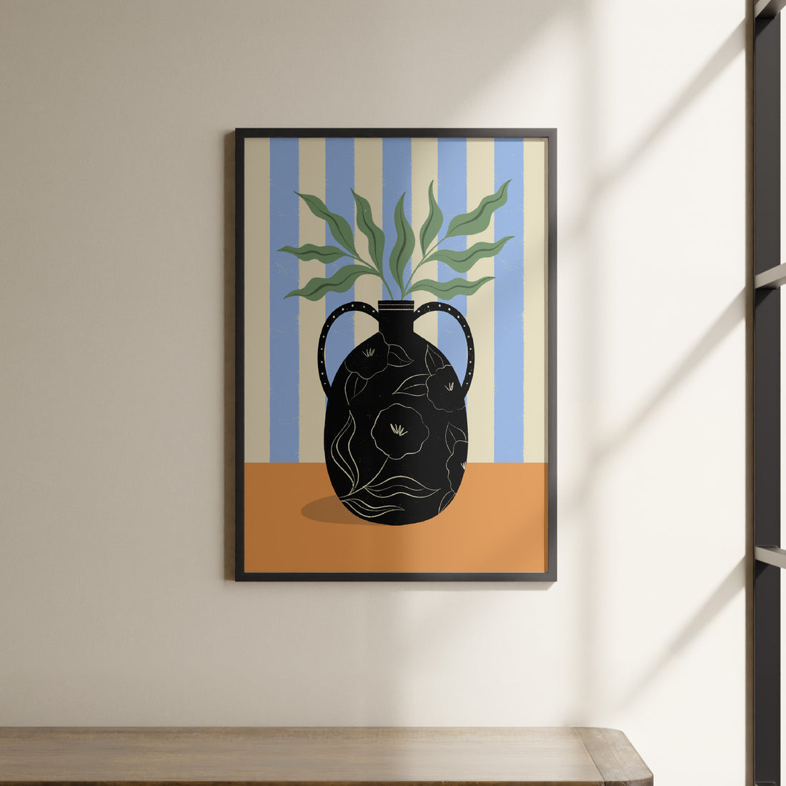 a painting of a vase with a plant in it