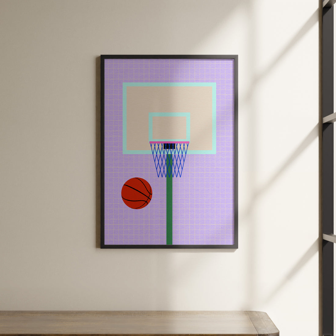 a picture of a basketball going through a hoop